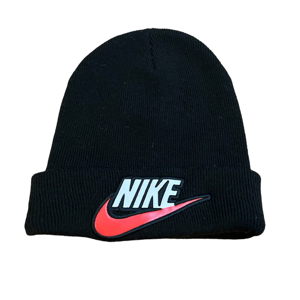 SUPREME X NIKE Knit Logo Beanie Black Red White Unisex One Size Authentic